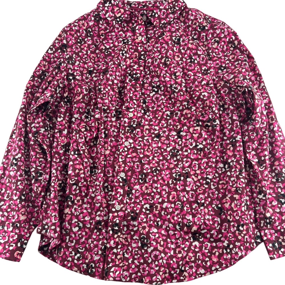 Talbots Plus Women's size 20W Non Iron Perfect Shirt Button Front abstract print